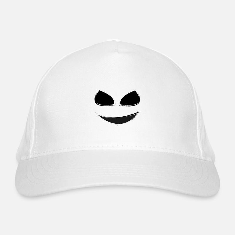 Creepy Grinning Ghost Face Black Organic Baseball Cap