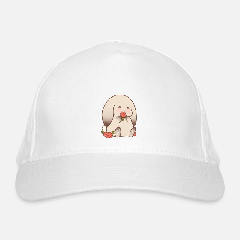 Entzückender Hase, der Erdbeeren knabbert Bio-Baseballkappe