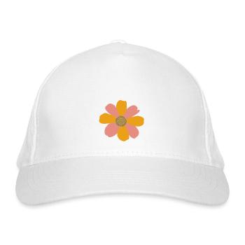 Blüte orangepink - Bio-Baseballkappe - Weiß - Vorne