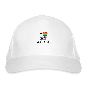 I love my world - Organic Baseball Cap - white - Front