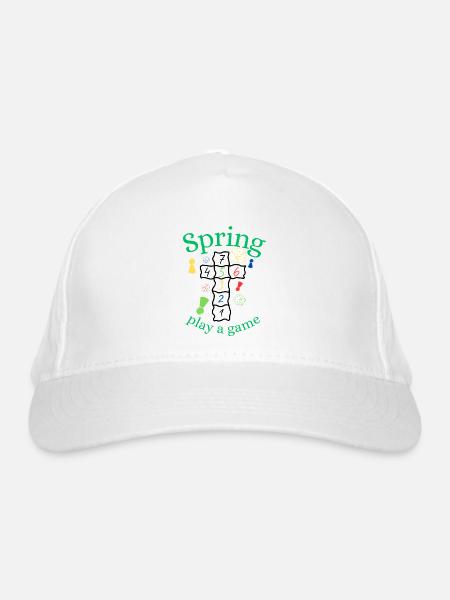 Frühling | Spring | Spiel | Spaß | Unterhaltung - Bio-Baseballkappe - Weiß - Vorne