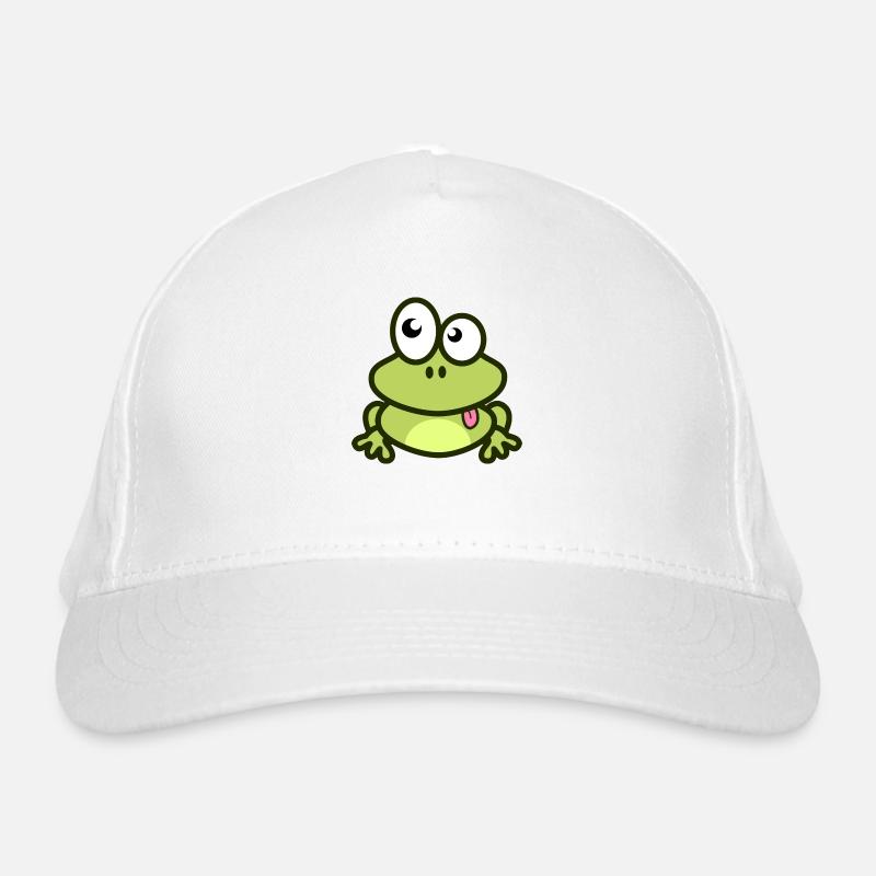 Funny frog in green and comic style Organic Baseball Cap