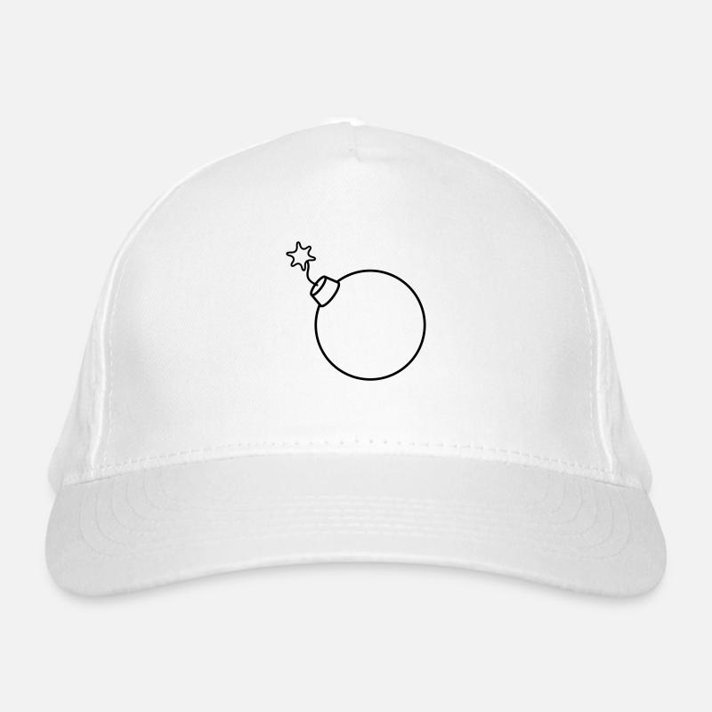 burned round ball sphere circle text b Organic Baseball Cap