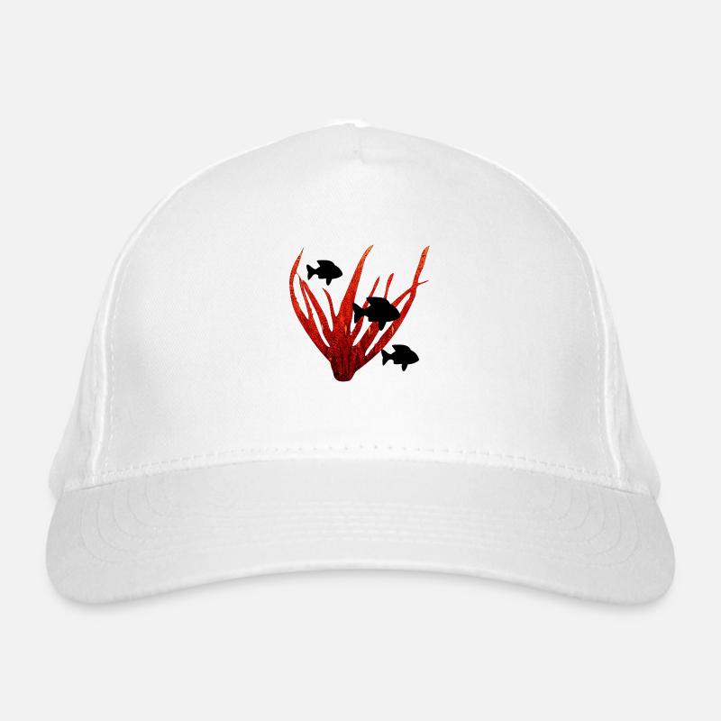 Fisch und KOralle - Bio-Baseballkappe - Weiß