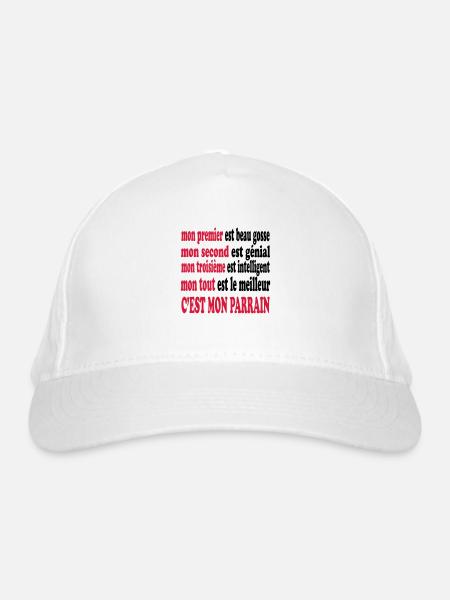 Mon parrain est beau - Organic Baseball Cap - white - Front