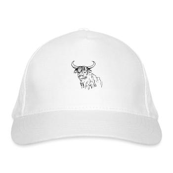 line drawing tough scottish highlander 02 - Organic Baseball Cap - white - Front