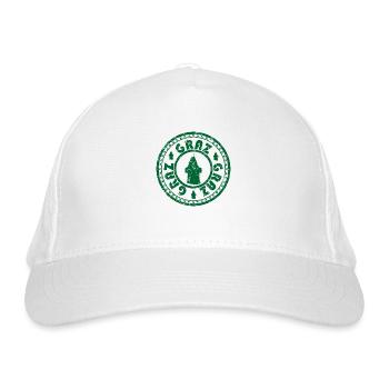 Österreich Steiermark Graz Logo mit Uhrturm - Bio-Baseballkappe - Weiß - Vorne