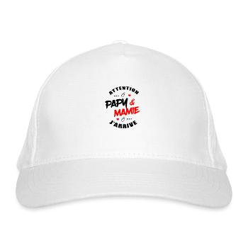 ATTENTION PAPY ET MAMIE J'ARRIVE - Casquette classique bio - blanc - Devant