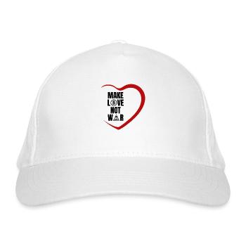 Make Love Not War - Bitcoin schafft Weltfrieden - Bio-Baseballkappe - Weiß - Vorne