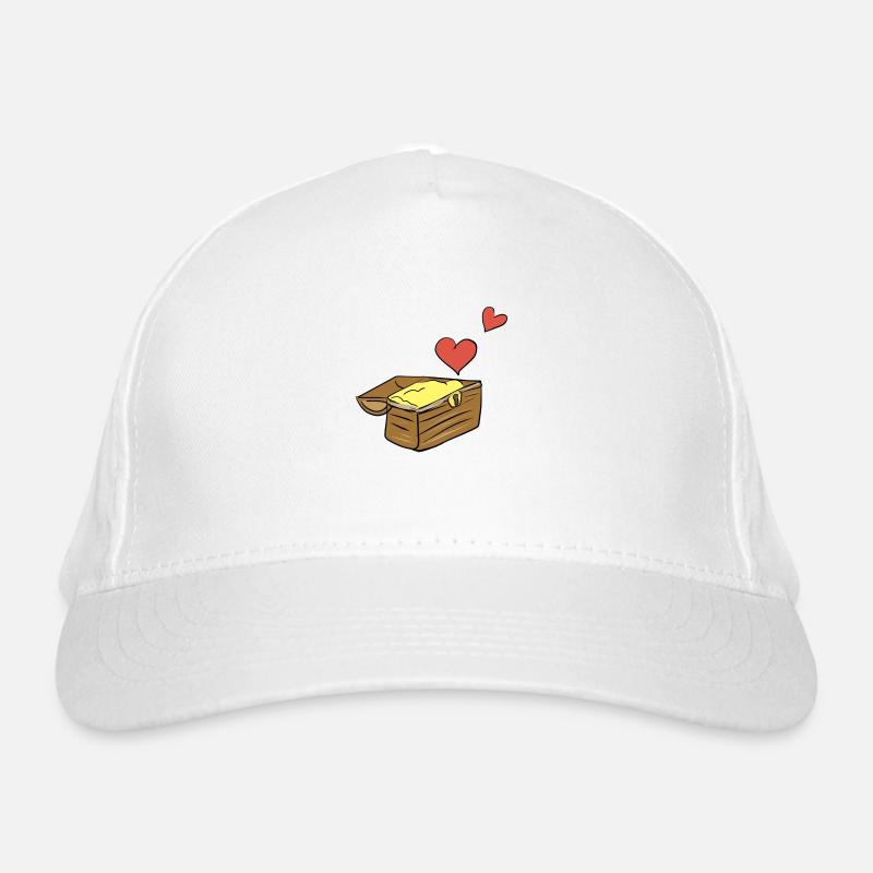 schatztruhe symbol schatz herzen rot Bio-Baseballkappe
