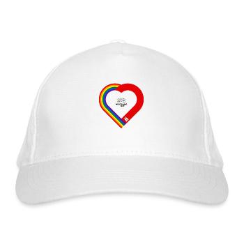 WELCOMING OUT Regenbogen/Hamburg-Herz - Bio-Baseballkappe - Weiß - Vorne