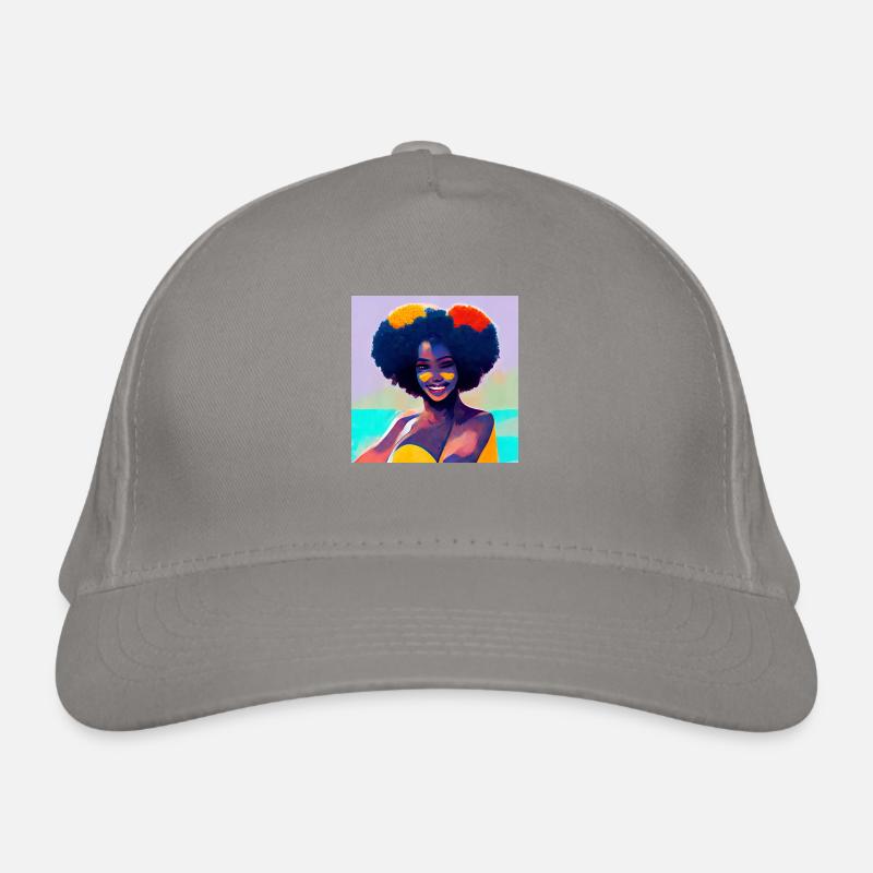 Schönes Afro -Mädchen Im Bikini Bio-Baseballkappe