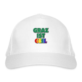 Graz / Gay ist geil - Bio-Baseballkappe - Weiß - Vorne