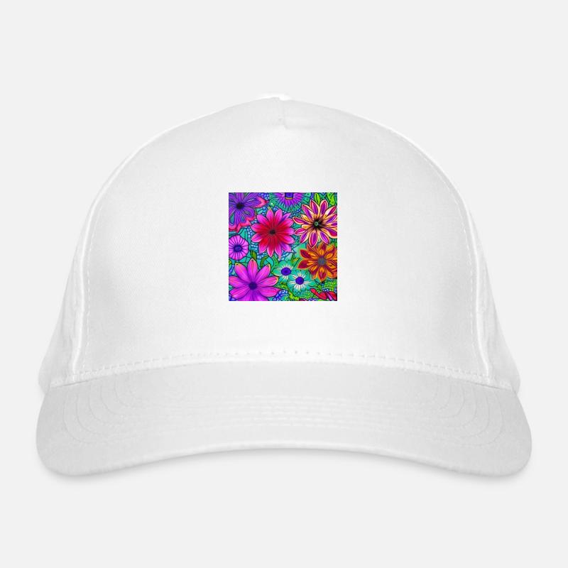 Neon flowers art Organic Baseball Cap