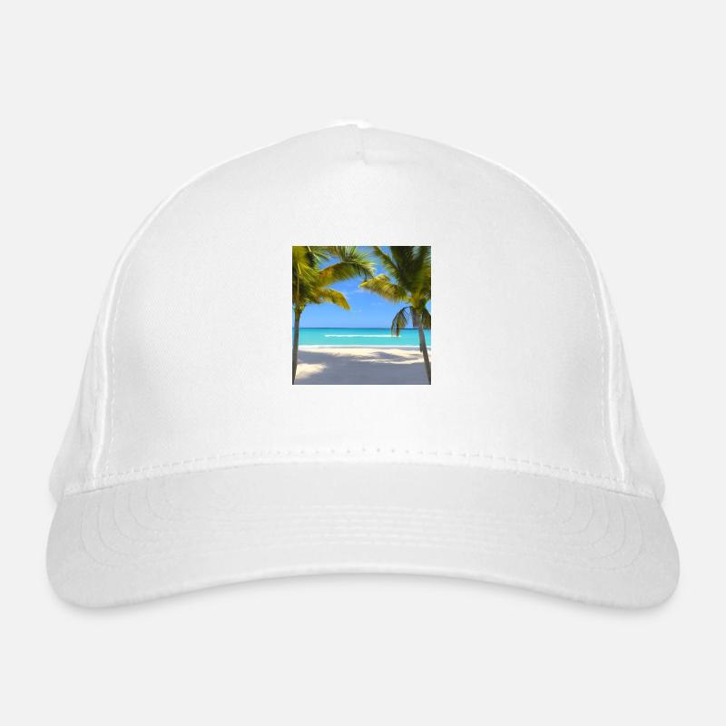 Palm trees on a quiet beach Organic Baseball Cap