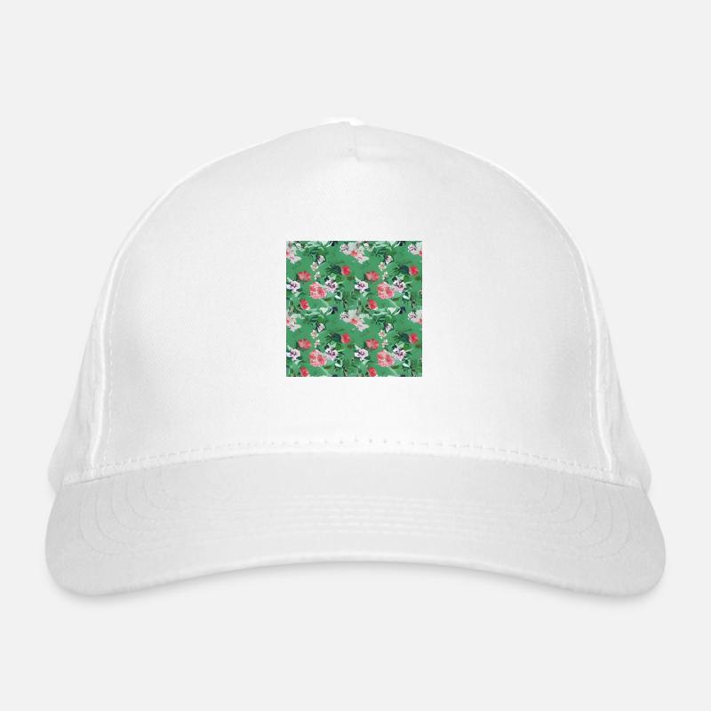 Green flower pattern Organic Baseball Cap