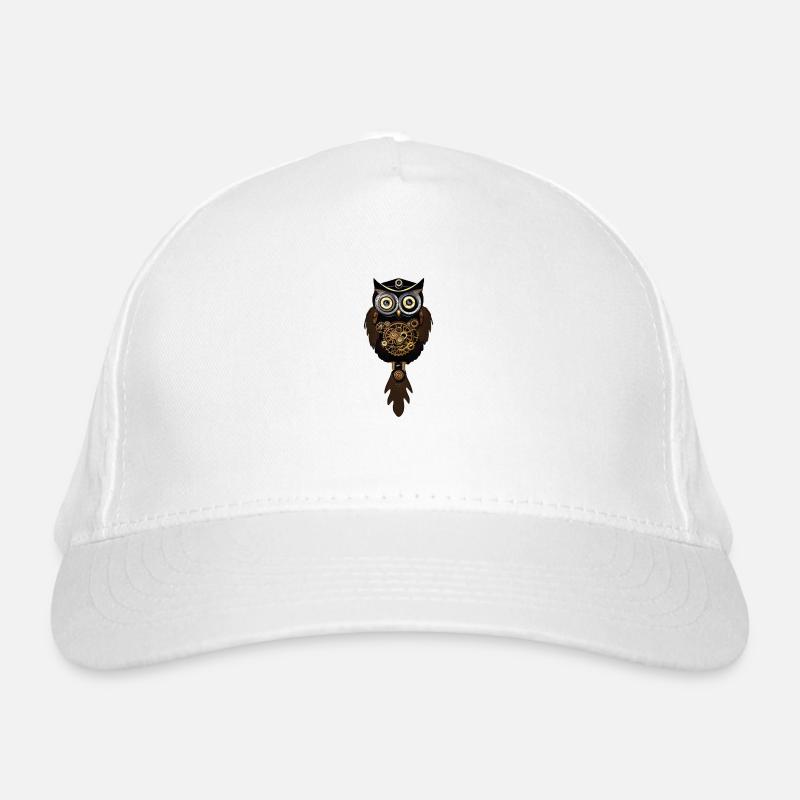 Steampunk Owl with Machine Clock Organic Baseball Cap