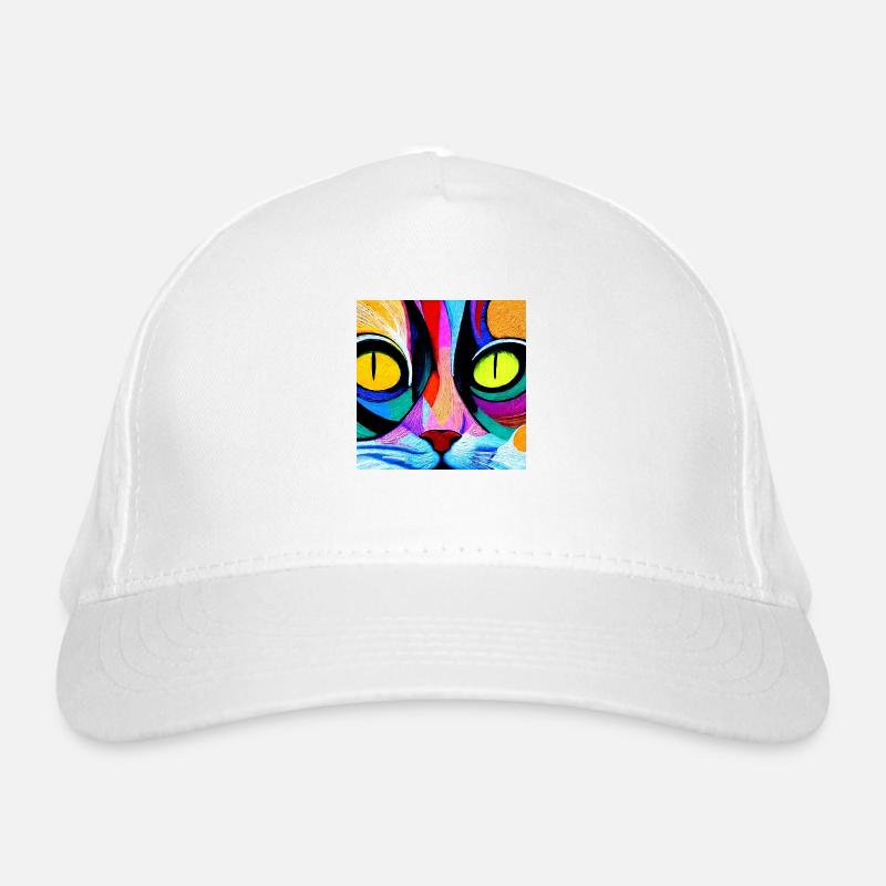 Colourful cat close up, abstract Organic Baseball Cap