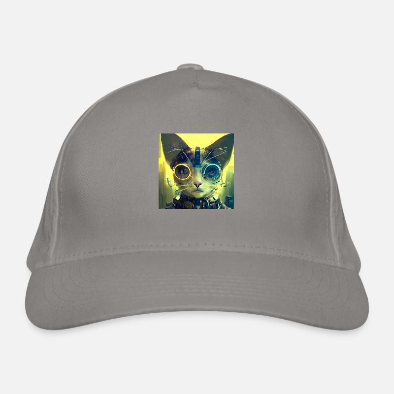 Futuristic cat Organic Baseball Cap