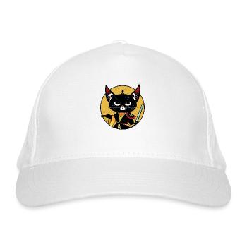 Black Ninja Cat - Organic Baseball Cap - white - Front