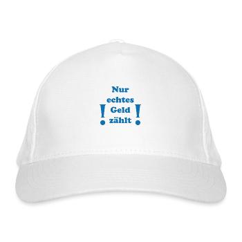 nur echtes Geld - Bio-Baseballkappe - Weiß - Vorne