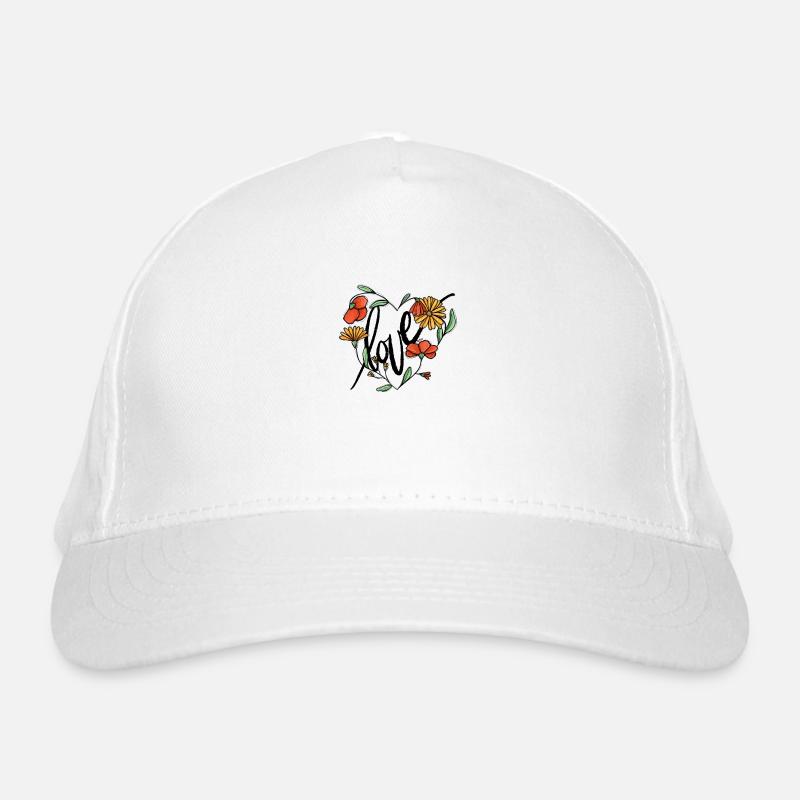 Herz aus Blumen Love Bio-Baseballkappe
