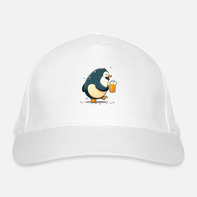 Pingouin mignon avec de la bière Casquette classique bio