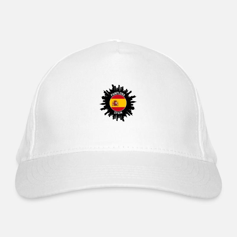 Pamplona Skyline Spanien Flagge Reise-Souvenir Bio-Baseballkappe
