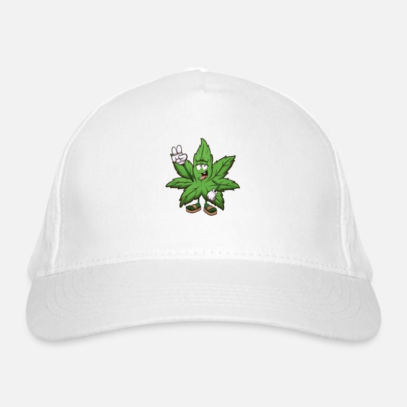 Feuille de mauvaises herbes avec signe de paix Casquette classique bio