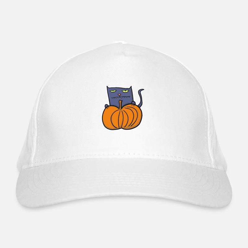 Chat d’Halloween avec citrouille Casquette classique bio