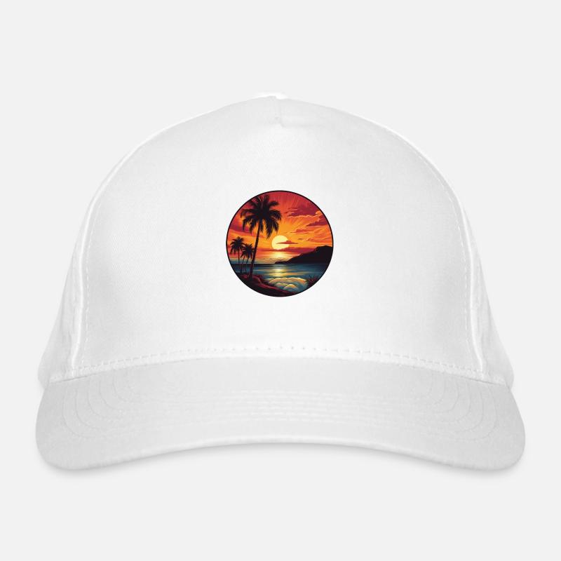 Sunset behind the Ocean Organic Baseball Cap