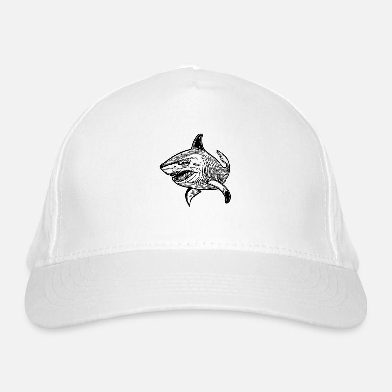 Large vintage oceanic shark with sharp teeth Organic Baseball Cap