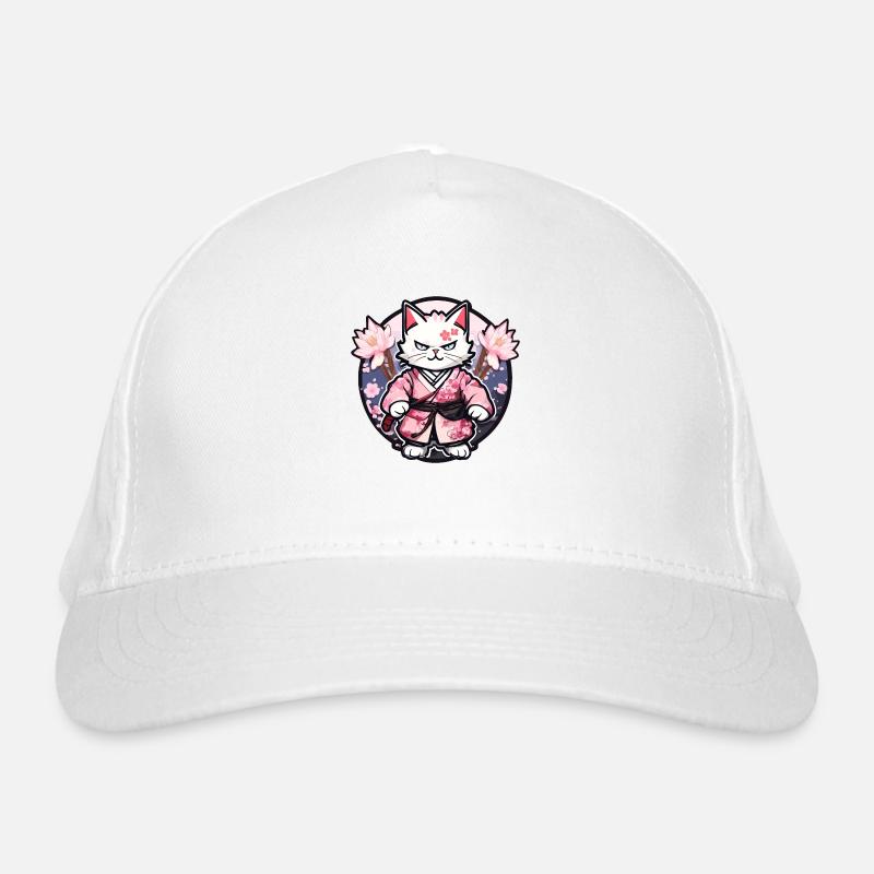 Samurai Cat & Cherry Blossoms #10 Organic Baseball Cap