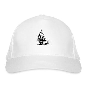 Schickes Segelboot unter Segel Splash Wellengang - Bio-Baseballkappe - Weiß - Vorne