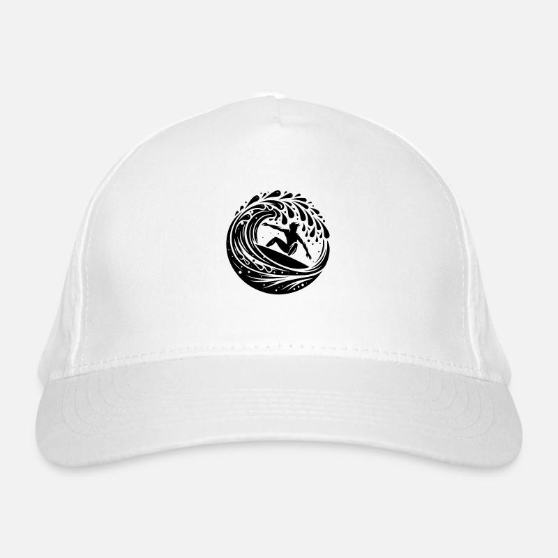 Surfeur surfant dans les vagues avec planche de surf Casquette classique bio