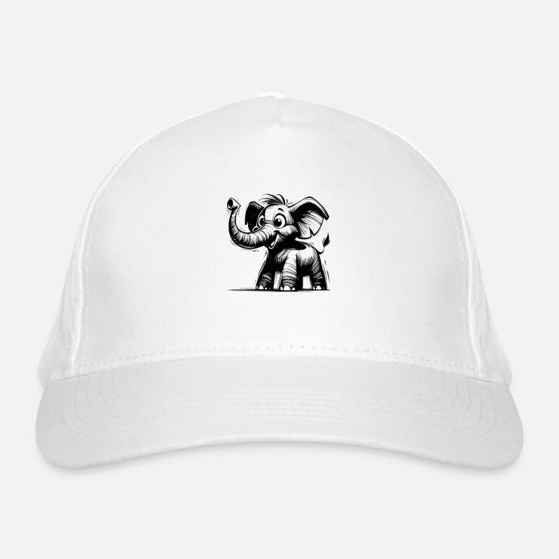 Cute little elephant baby with huge trunk Organic Baseball Cap