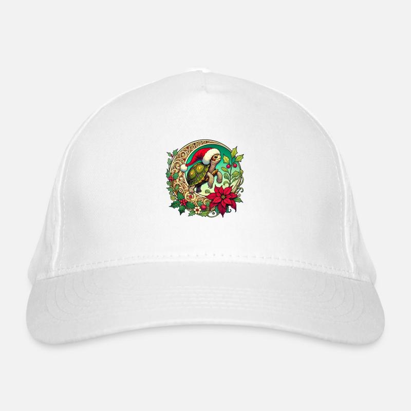 Christmas Turtle Organic Baseball Cap