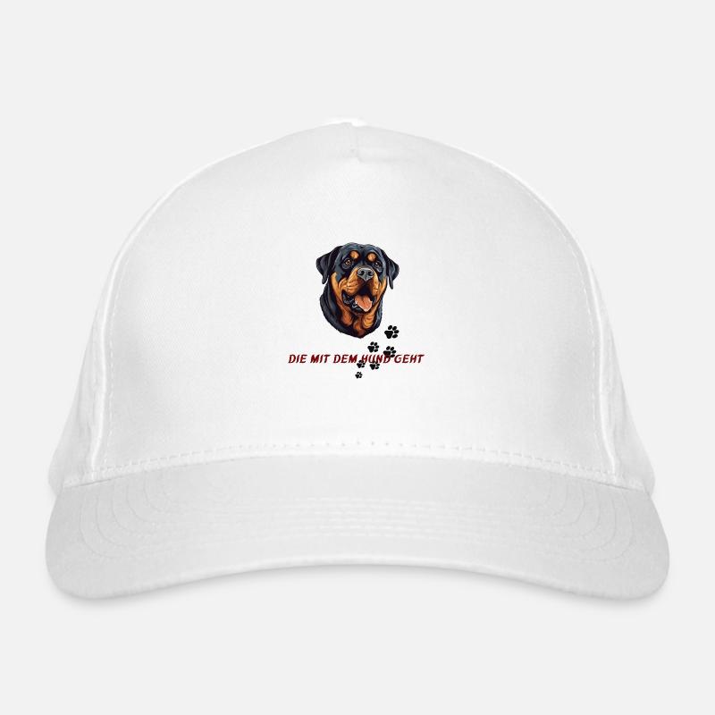 Die mit dem Hund geht - Bio-Baseballkappe - Weiß