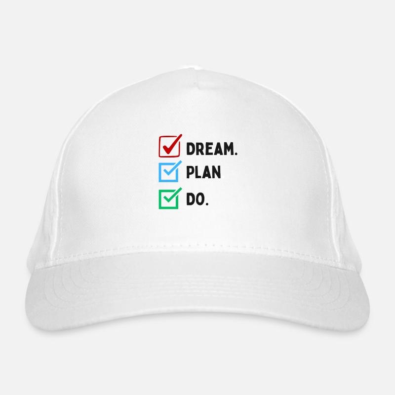 Dream Plan Do Checklist Design Black White Organic Baseball Cap