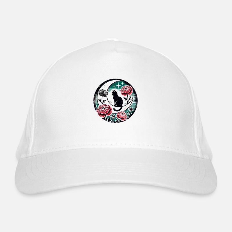 Schwarze Katze Mond Bio-Baseballkappe