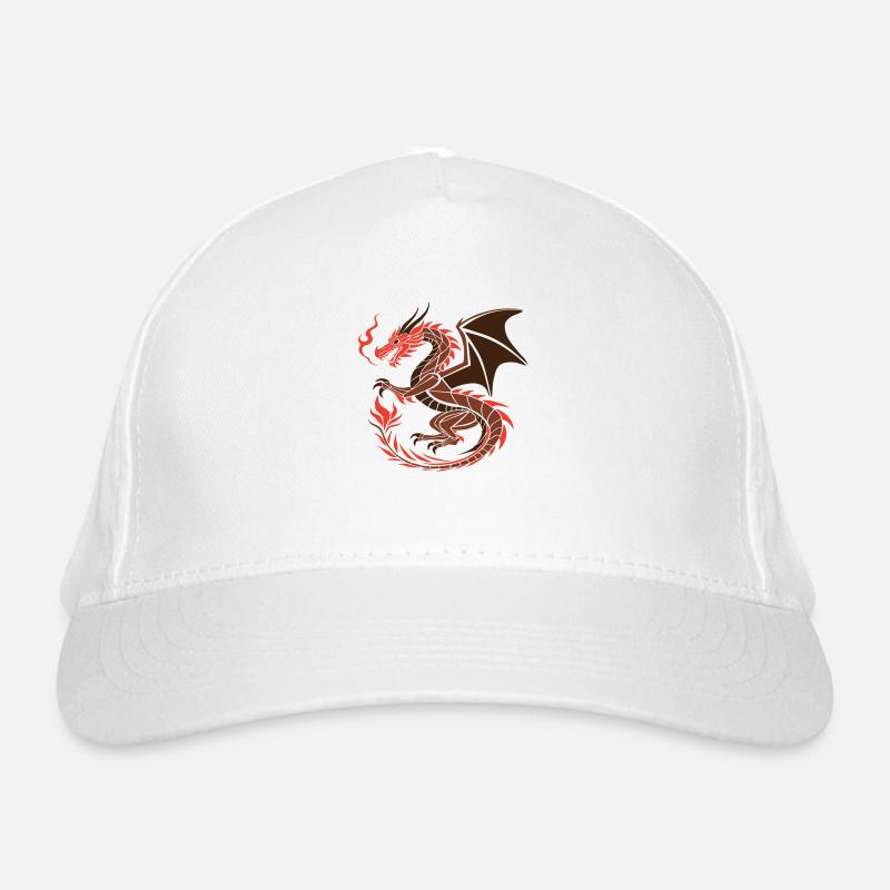 Roter Drache - Fantasy Kunst Bio-Baseballkappe
