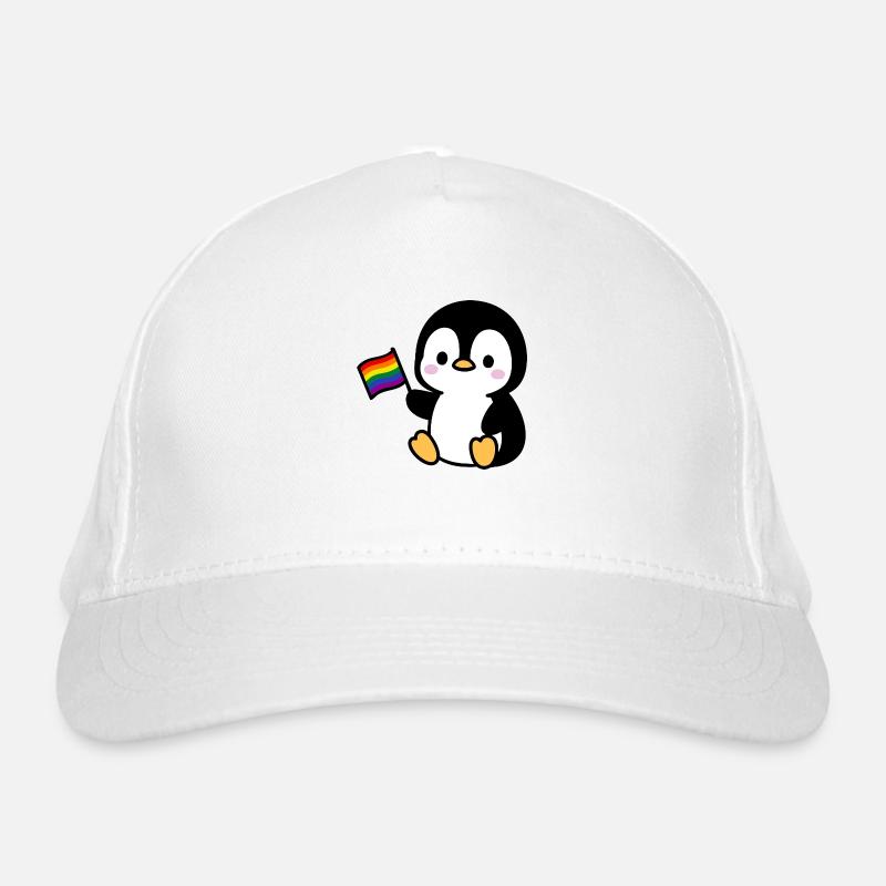 Pingouin avec drapeau arc-en-ciel Casquette classique bio
