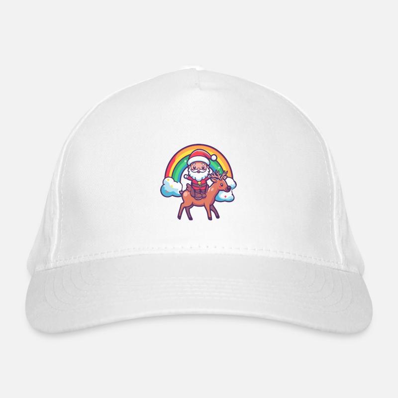 Hirsch Weihnachtsmann Regenbogen Bio-Baseballkappe