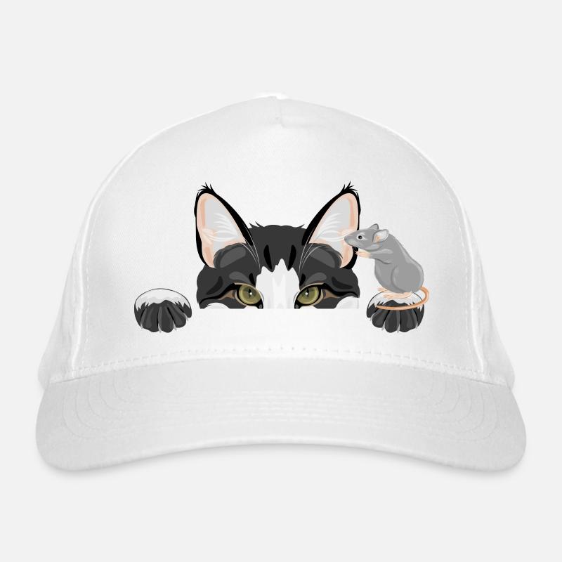 Maus erzählt einer Katze Geheimnisse Bio-Baseballkappe