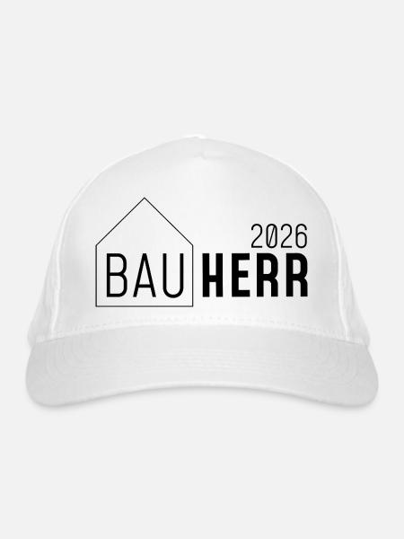 Bauherr mit Haus 2026 - Bio-Baseballkappe - Weiß