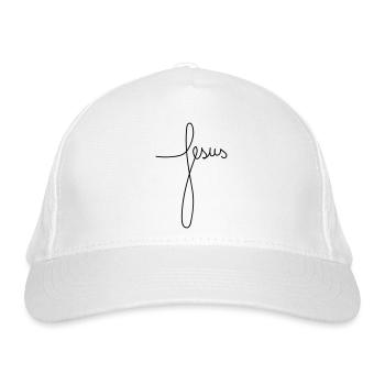 "Jesus" - Lettering (horizontal) - Organic Baseball Cap - white - Front
