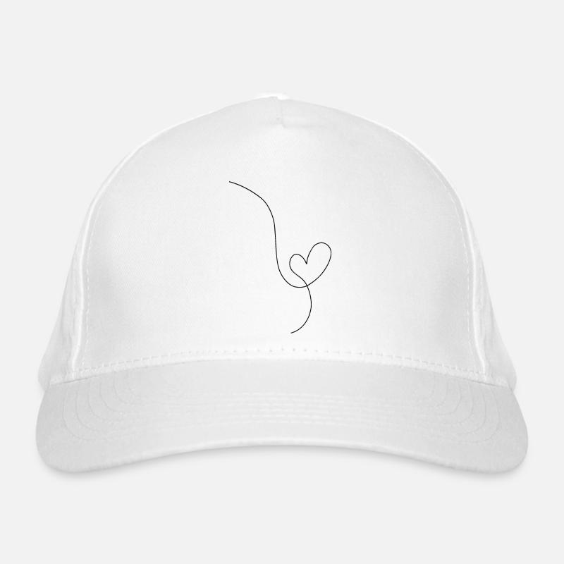 Herzschwarze Strichzeichnung Bio-Baseballkappe