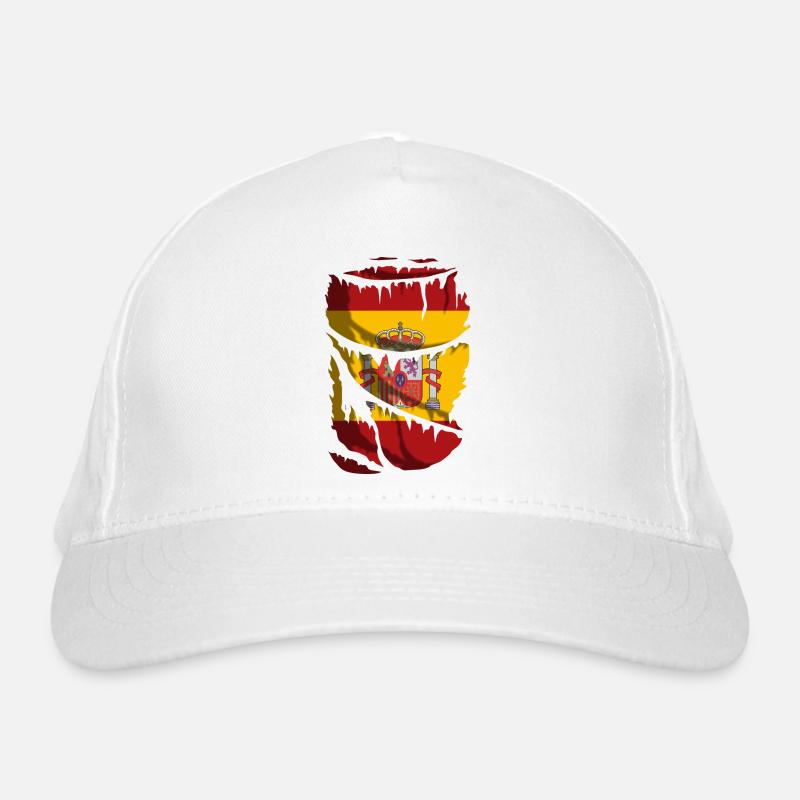 Flag of Spain with the shield, broken cloth effect Organic Baseball Cap