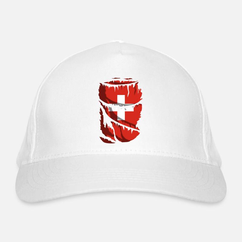 Drapeau de la Suisse, effet tissu déchiré Casquette classique bio