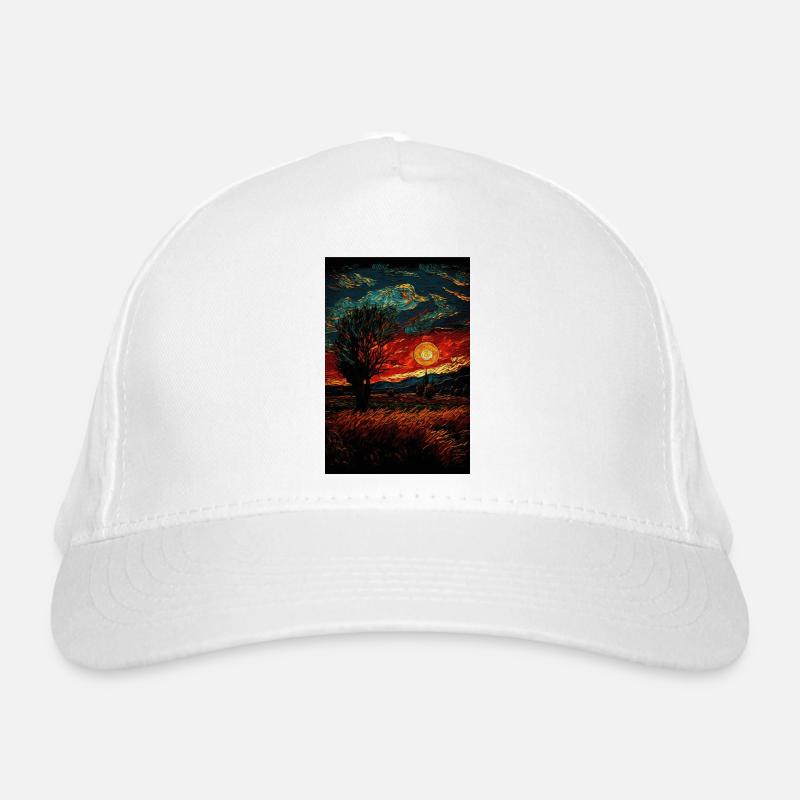 Peintures de terrain de paysage de coucher de soleil Casquette classique bio